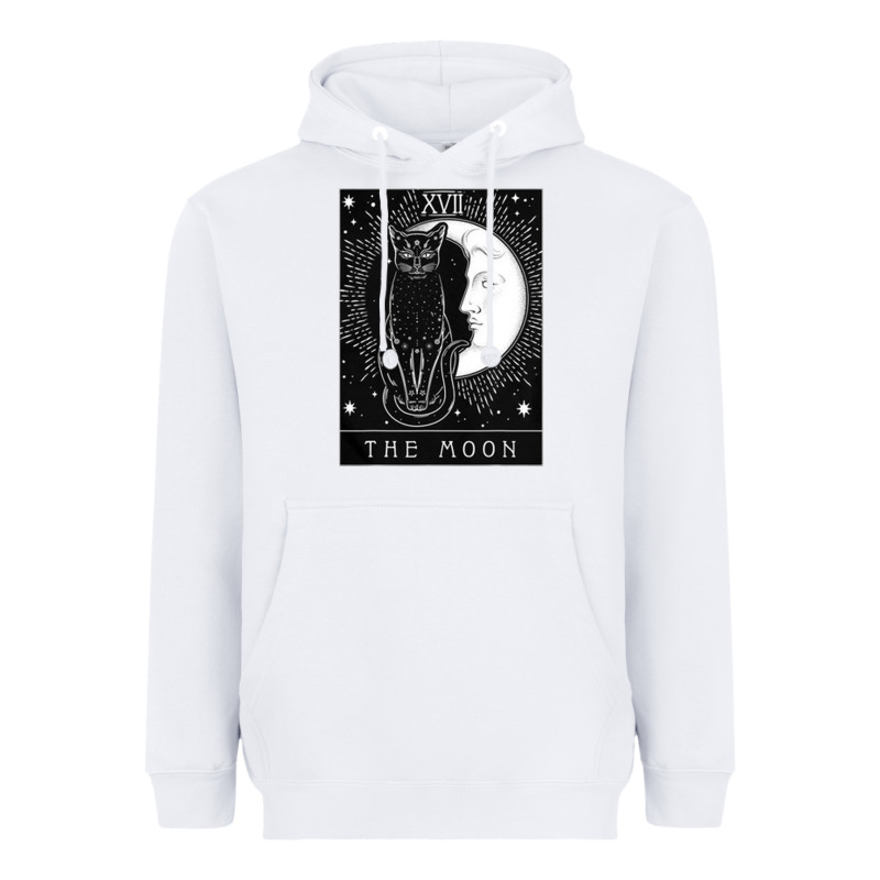 Tarot Card Crescent Moon And Cat Graphic Heavyweight Hoodie by artisFamous | Teevron