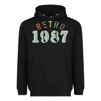 Black Retro 1987 Heavyweight Hoodie - artisFamous