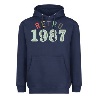 Navy Retro 1987 Heavyweight Hoodie - artisFamous