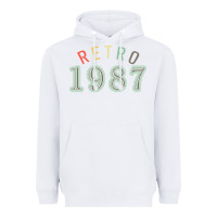 White Retro 1987 Heavyweight Hoodie - artisFamous