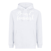 White Proud feminist Heavyweight Hoodie - artisFamous