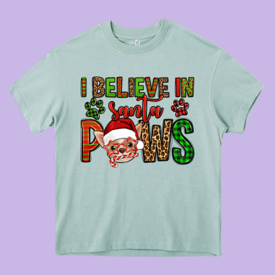 I Believe In Santa Paws Chihuahuha Heavy Core Tee Designed By Jasminsmagicworld