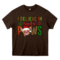 Chocolate Brown i believe in santa paws chihuahuha Heavy Core Tee - Jasminsmagicworld