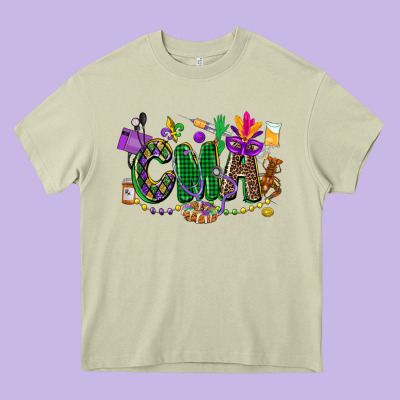 Cma Mardi Gras Cowgirl Heavy Core Tee Designed By Cowgirlartshop