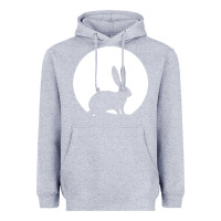 Heather Grey bunny and full moon funny Heavyweight Hoodie - artisFamous