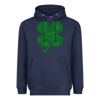 Navy distressed green four leaf clover Heavyweight Hoodie - artisFamous