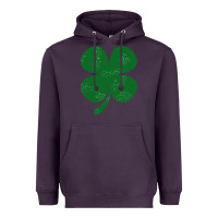 Plum distressed green four leaf clover Heavyweight Hoodie - artisFamous