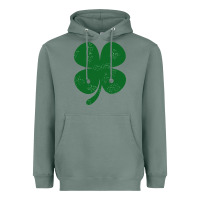Sage distressed green four leaf clover Heavyweight Hoodie - artisFamous