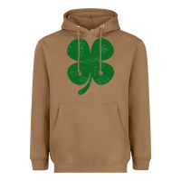 Toasted Coconut distressed green four leaf clover Heavyweight Hoodie - artisFamous