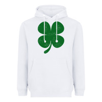 White distressed green four leaf clover Heavyweight Hoodie - artisFamous