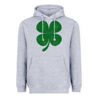 Heather Grey distressed green four leaf clover Heavyweight Hoodie - artisFamous