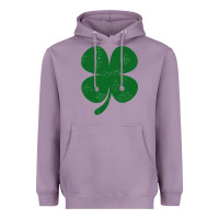 Lavender distressed green four leaf clover Heavyweight Hoodie - artisFamous