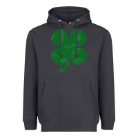 Smoke distressed green four leaf clover Heavyweight Hoodie - artisFamous
