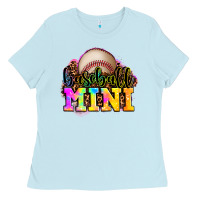 Baby Blue baseball mini Ladies Tee - OliviaCreatesArt