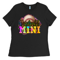 Black baseball mini Ladies Tee - OliviaCreatesArt