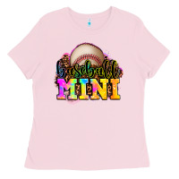 Bubblegum Pink baseball mini Ladies Tee - OliviaCreatesArt