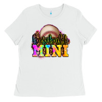 White baseball mini Ladies Tee - OliviaCreatesArt