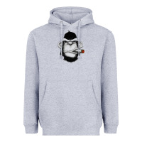 Heather Grey Monkey Smoking Heavyweight Hoodie - artisFamous