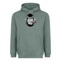 Sage Monkey Smoking Heavyweight Hoodie - artisFamous