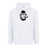 White Monkey Smoking Heavyweight Hoodie - artisFamous