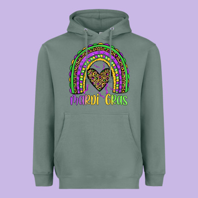 Mardi Gras Rainbow Heavyweight Hoodie Designed By Jahusdesignshop