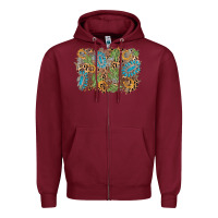 Burgundy horseshoe leopard gemstone cactus background Zipper Hoodie - AdoDesignShop