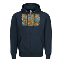 Navy horseshoe leopard gemstone cactus background Zipper Hoodie - AdoDesignShop