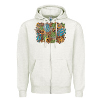 Oatmeal Heather horseshoe leopard gemstone cactus background Zipper Hoodie - AdoDesignShop