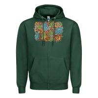 Sports Green horseshoe leopard gemstone cactus background Zipper Hoodie - AdoDesignShop