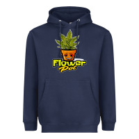 Navy flower pot funny weed Heavyweight Hoodie - artisFamous
