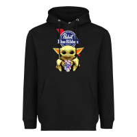 Black Baby Yoda Hugs Pabst Blue Ribbon Beer Heavyweight Hoodie - artisFamous