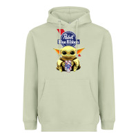 Matcha Baby Yoda Hugs Pabst Blue Ribbon Beer Heavyweight Hoodie - artisFamous