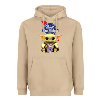 Mushroom Baby Yoda Hugs Pabst Blue Ribbon Beer Heavyweight Hoodie - artisFamous