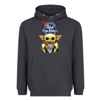 Smoke Baby Yoda Hugs Pabst Blue Ribbon Beer Heavyweight Hoodie - artisFamous