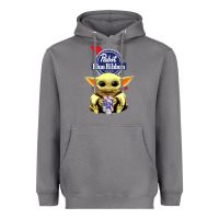 Storm Baby Yoda Hugs Pabst Blue Ribbon Beer Heavyweight Hoodie - artisFamous