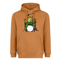 Meerkat drummer cat music lover musician playing the drums Heavyweight Hoodie - artisFamous