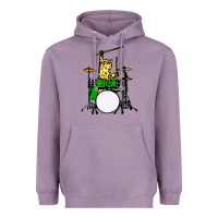Lavender drummer cat music lover musician playing the drums Heavyweight Hoodie - artisFamous