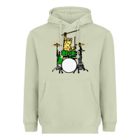 Matcha drummer cat music lover musician playing the drums Heavyweight Hoodie - artisFamous