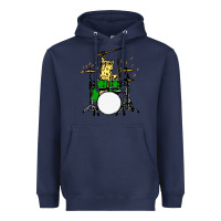 Navy drummer cat music lover musician playing the drums Heavyweight Hoodie - artisFamous