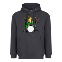 Smoke drummer cat music lover musician playing the drums Heavyweight Hoodie - artisFamous