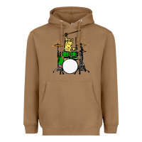 Toasted Coconut drummer cat music lover musician playing the drums Heavyweight Hoodie - artisFamous