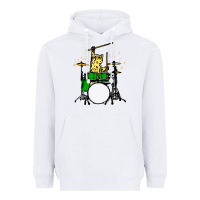 White drummer cat music lover musician playing the drums Heavyweight Hoodie - artisFamous