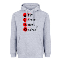 Heather Grey eat sleep anime repeat japanese Heavyweight Hoodie - artisFamous