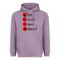 Lavender eat sleep anime repeat japanese Heavyweight Hoodie - artisFamous