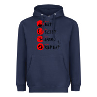 Navy eat sleep anime repeat japanese Heavyweight Hoodie - artisFamous