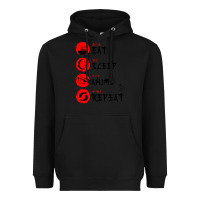 Black eat sleep anime repeat japanese Heavyweight Hoodie - artisFamous