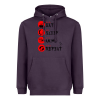 Plum eat sleep anime repeat japanese Heavyweight Hoodie - artisFamous