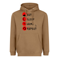 Toasted Coconut eat sleep anime repeat japanese Heavyweight Hoodie - artisFamous