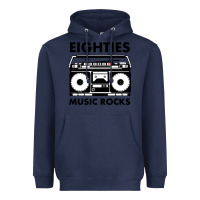 Navy eighties music rocks Heavyweight Hoodie - artisFamous