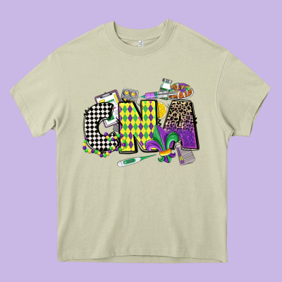 Cna Mardi Gras Certified Nursing Assistant Heavy Core Tee Designed By Cowgirlartshop